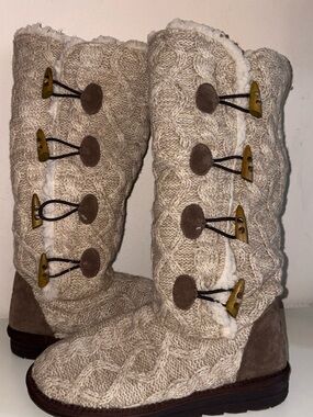 Muck luck Cozy Knit Toggle Winter Boots - Cream 8 w